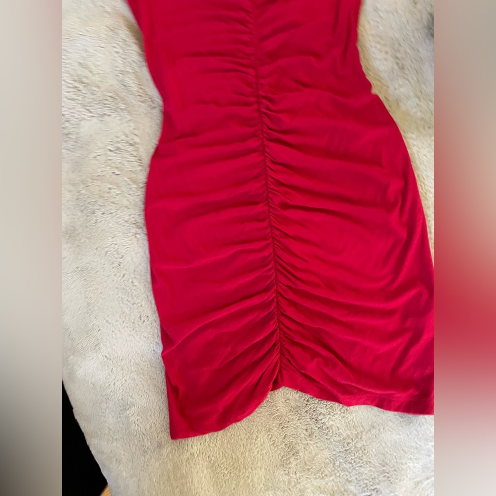 Red Ruched Dress - Picture 4 of 5